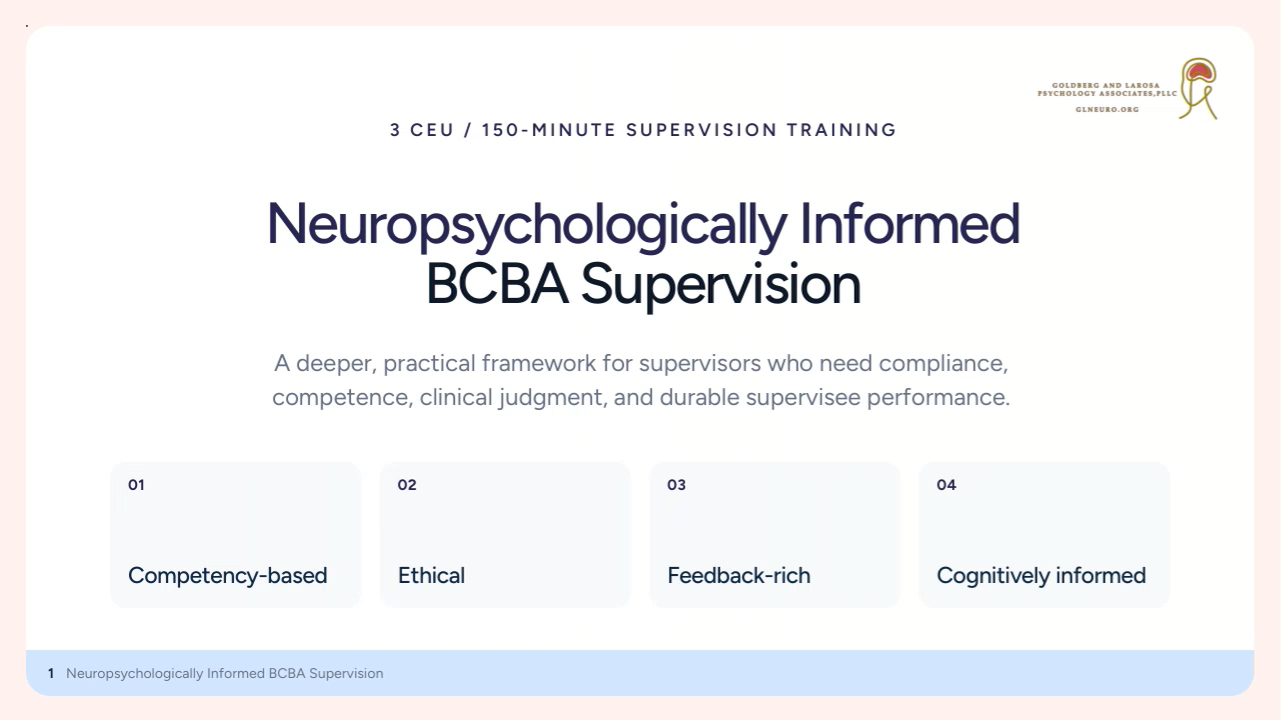Neuropsychologically Informed BCBA Supervision